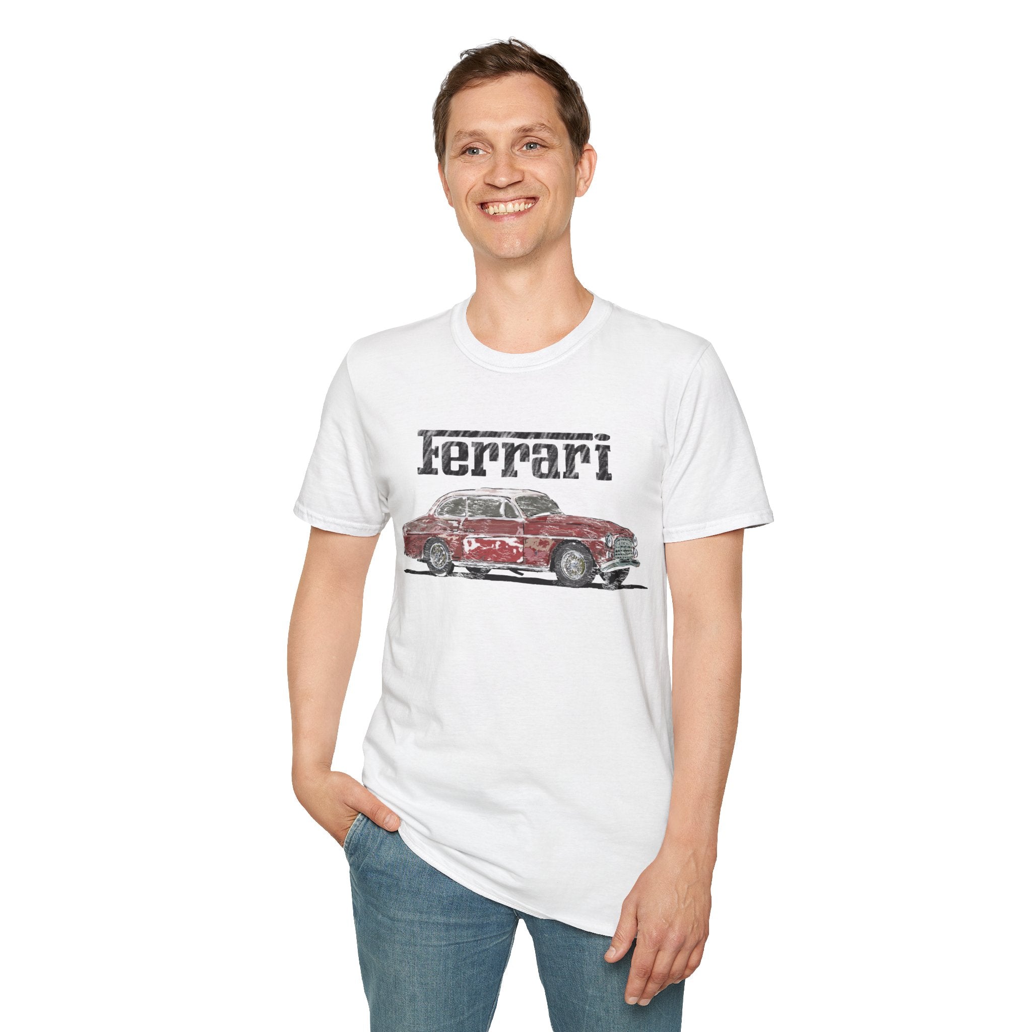 Ferrari America Classic Car T-Shirt – Vintage Red Sports Car Graphic Tee