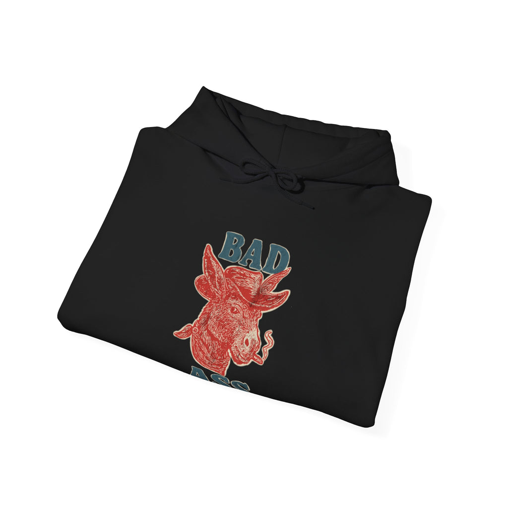 Bad Ass Donkey Hoodie — Vintage Smoky Red Graphic Sweatshirt