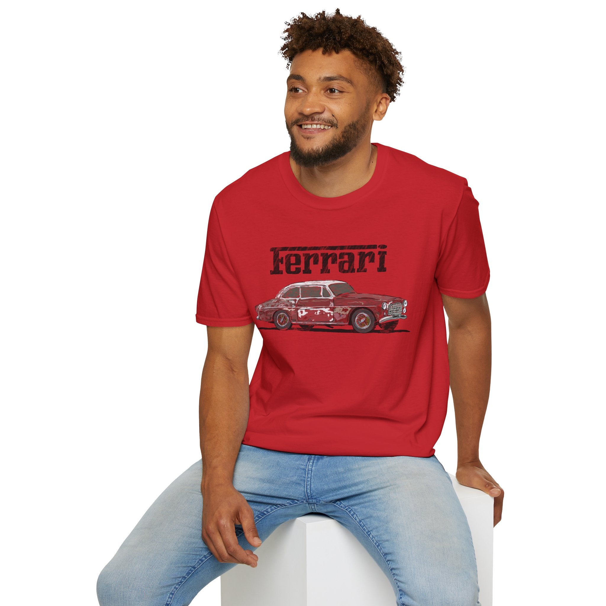 Ferrari America Classic Car T-Shirt – Vintage Red Sports Car Graphic Tee