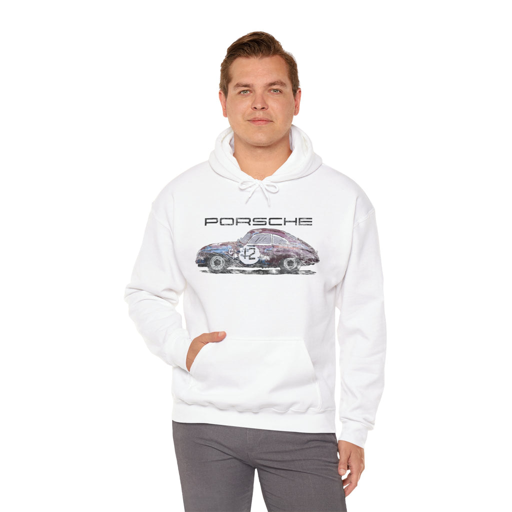 Porsche 256 Vintage Racing Hoodie — Distressed Classic Car Sweatshirt