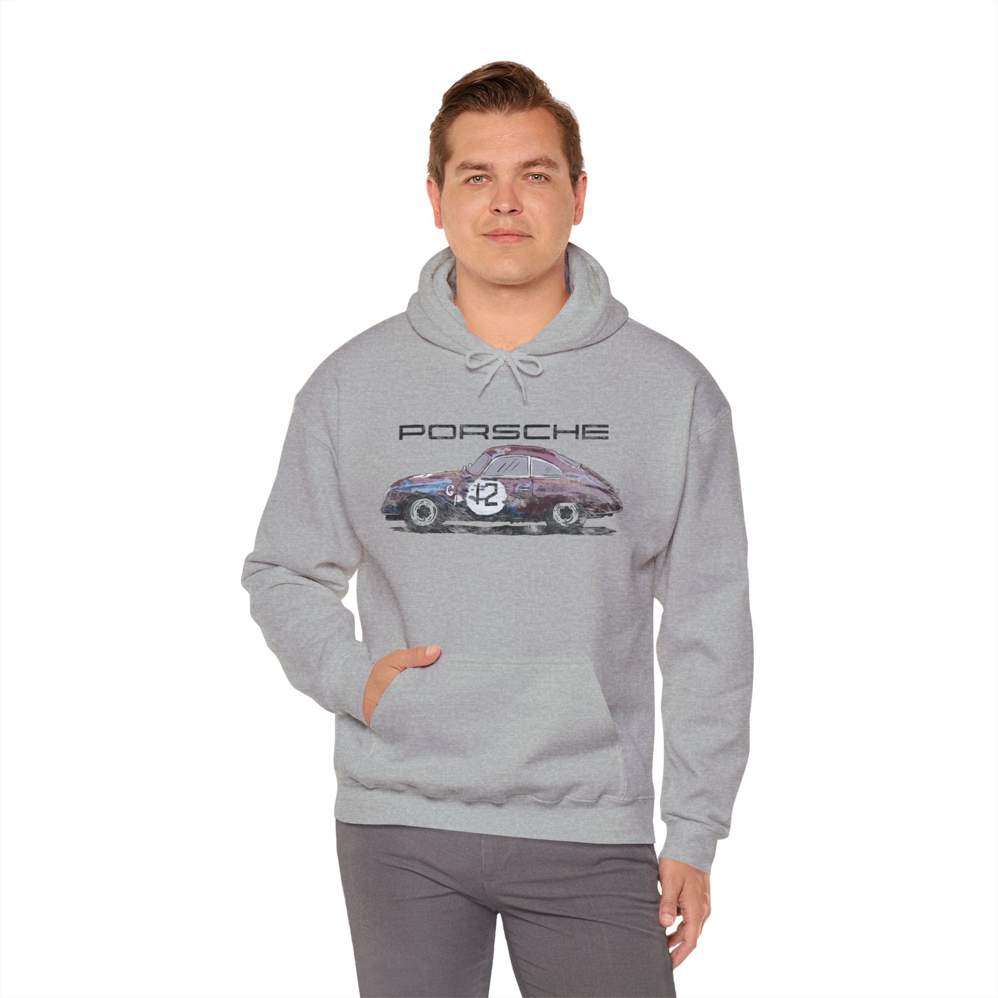 Porsche 256 Vintage Racing Hoodie — Distressed Classic Car Sweatshirt