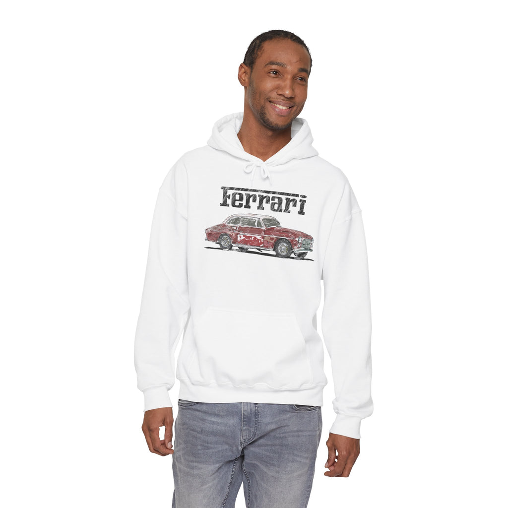 Ferrari America Classic Car Hoodie – Vintage Red Sports Car Graphic Sweatshirt