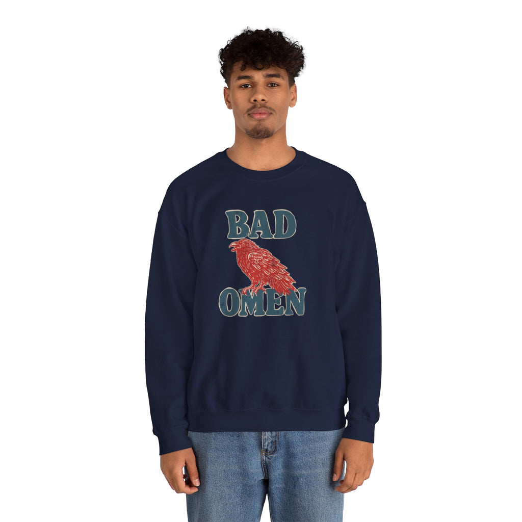 Bad Omen Sweatshirt — Vintage Raven Graphic for Goth & Alternative Style