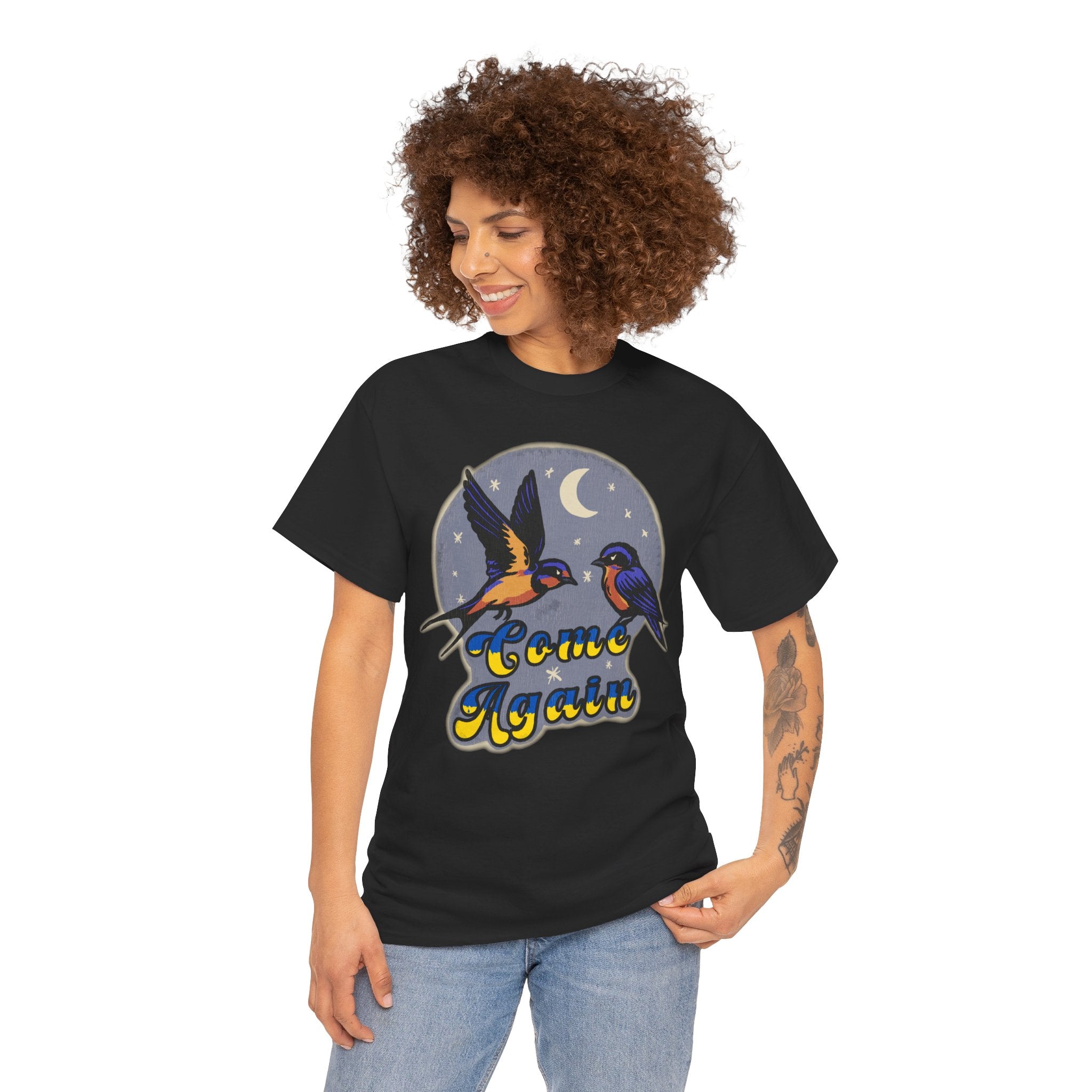 'Come Again' Tee — Retro Souvenir Welcome Swallow Moon Graphic T-Shirt
