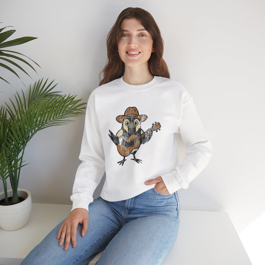 Cowpoke Sweatshirt— Cute Cowboy Magpie Playing Guitar Sweater