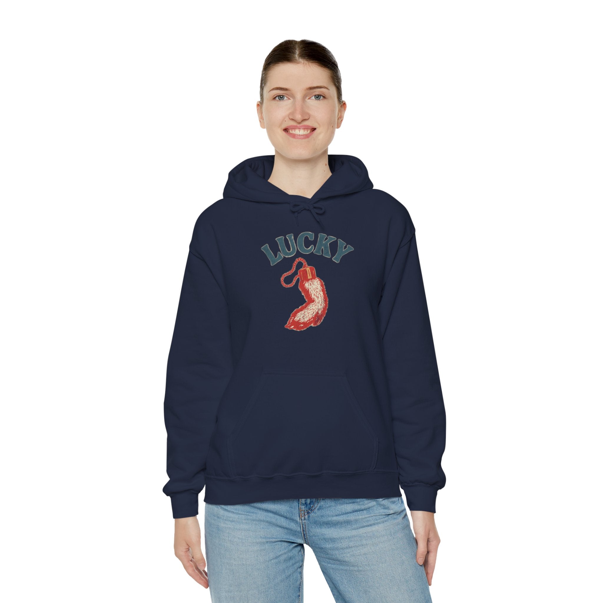 "Lucky" Vintage Rabbit Graphic Hooded Sweatshirt