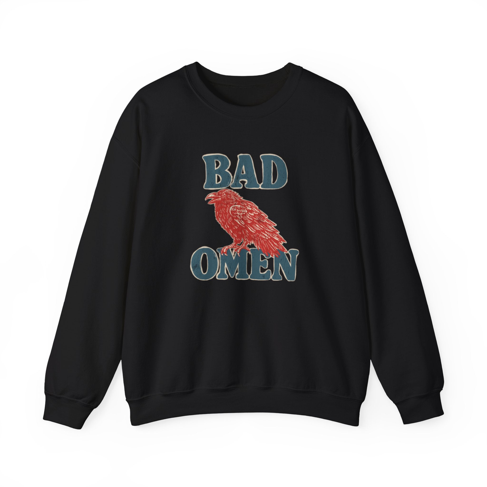 Bad Omen Sweatshirt — Vintage Raven Graphic for Goth & Alternative Style