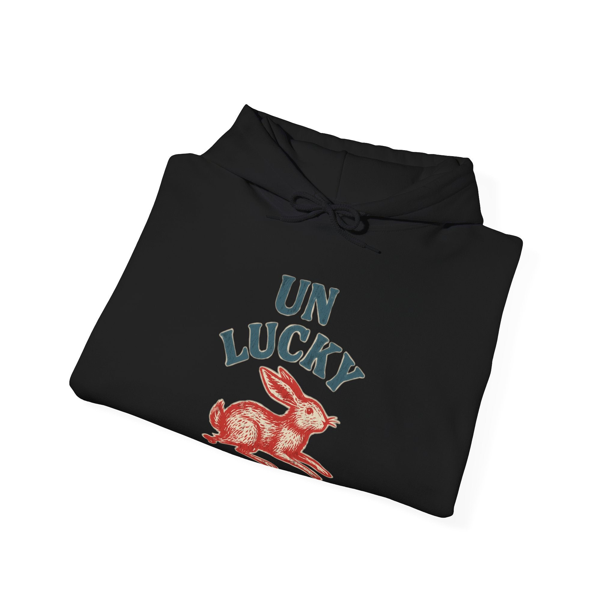 'Unlucky' Vintage Rabbit Graphic Hooded Sweatshirt