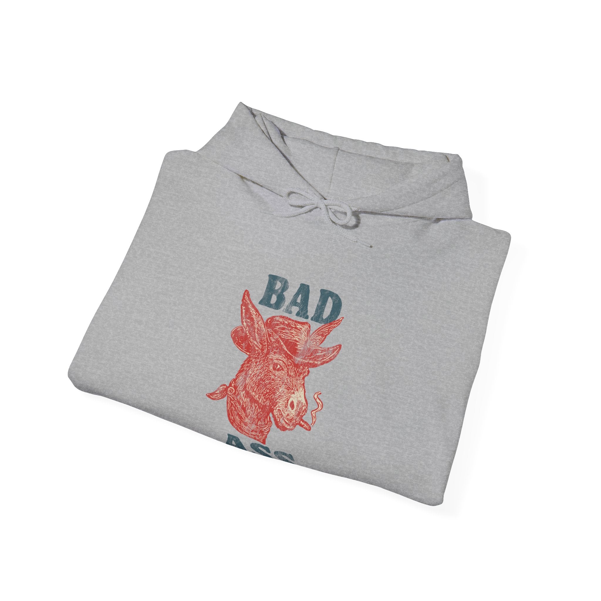 Bad Ass Donkey Hoodie — Vintage Smoky Red Graphic Sweatshirt