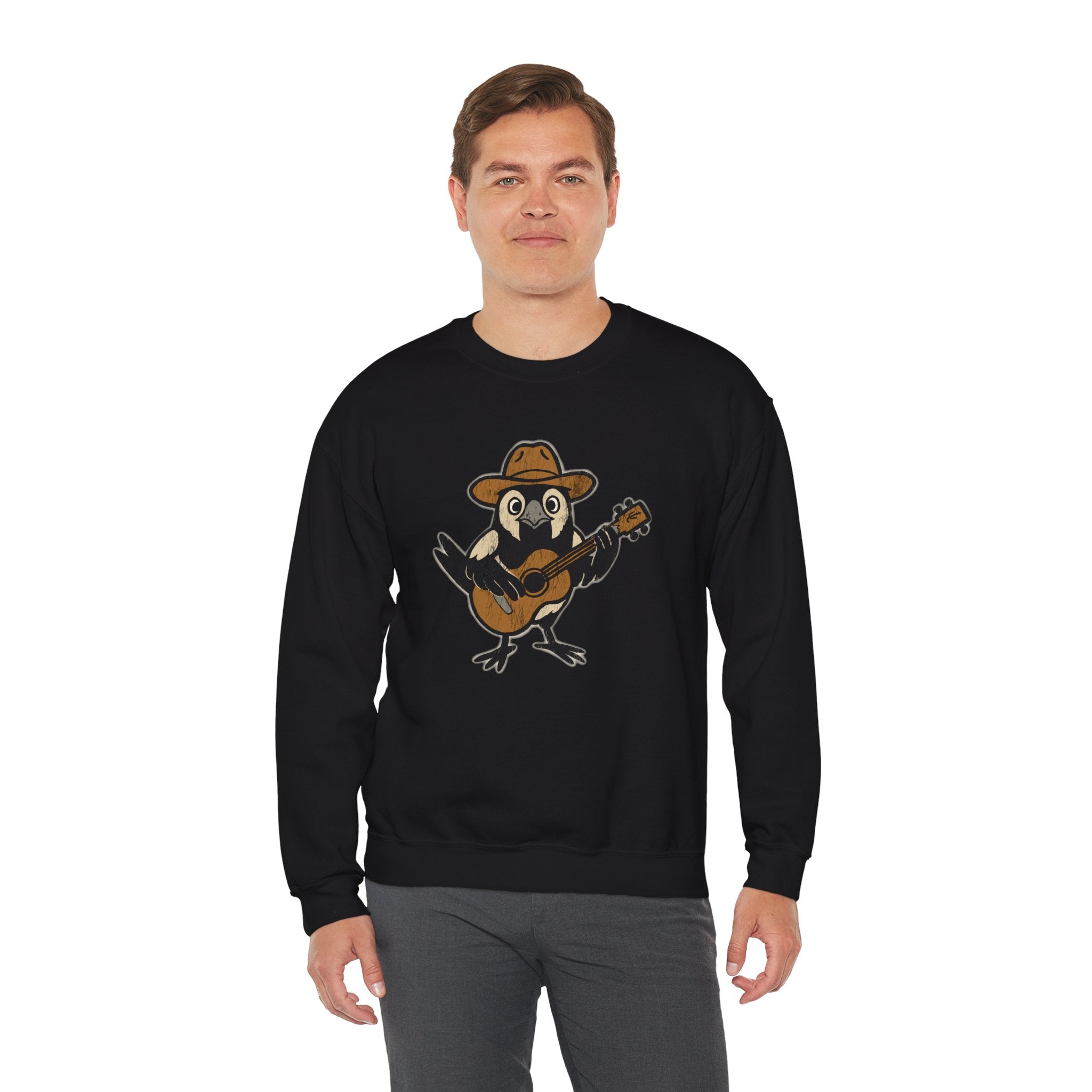 Cowpoke Sweatshirt— Cute Cowboy Magpie Playing Guitar Sweater