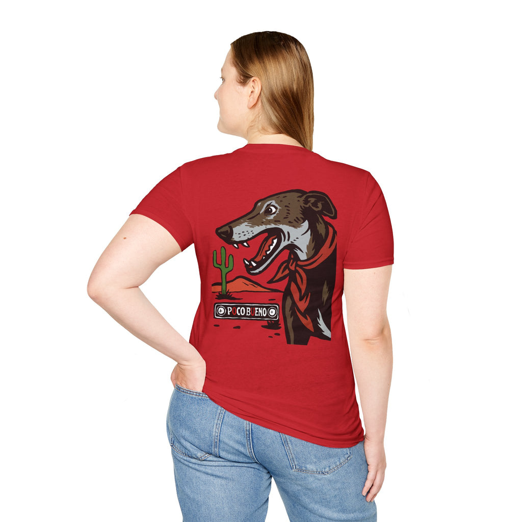Dolly The Greyhound Desert Bandana T-Shirt — 'Poco Bueno' Graphic Tee