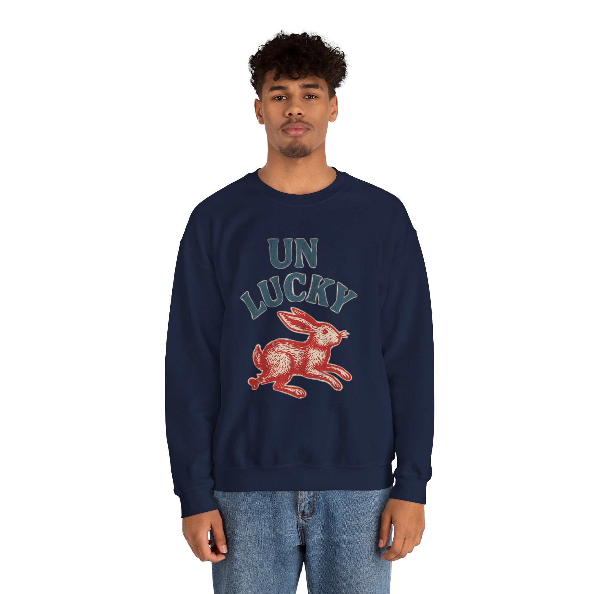 'Unlucky' Vintage Rabbit Graphic Crewneck Sweatshirt