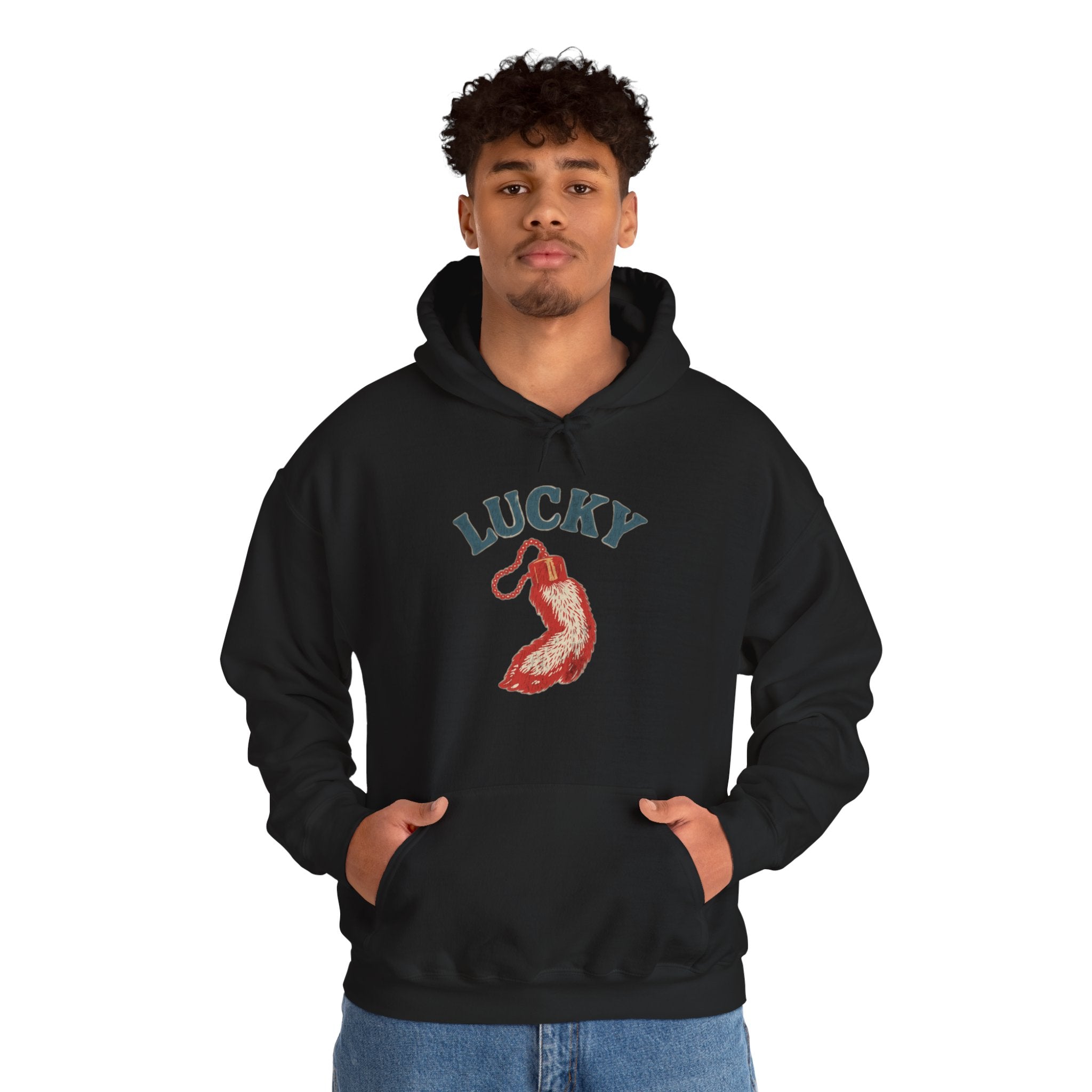 "Lucky" Vintage Rabbit Graphic Hooded Sweatshirt