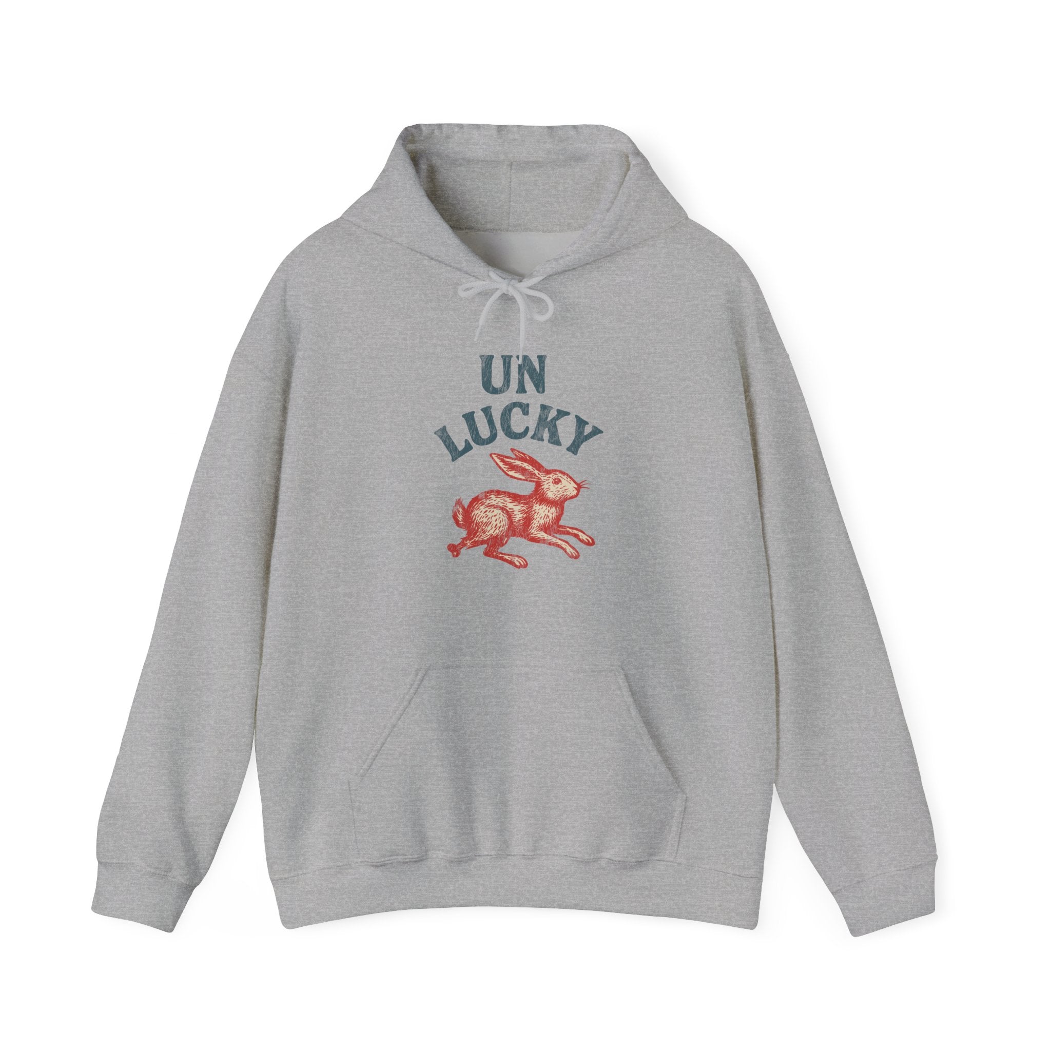 'Unlucky' Vintage Rabbit Graphic Hooded Sweatshirt