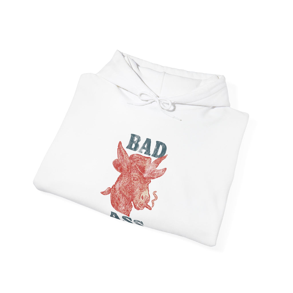 Bad Ass Donkey Hoodie — Vintage Smoky Red Graphic Sweatshirt