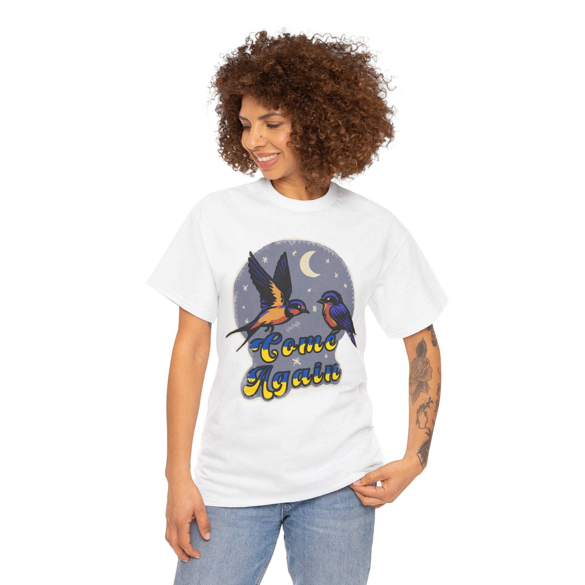 'Come Again' Tee — Retro Souvenir Welcome Swallow Moon Graphic T-Shirt