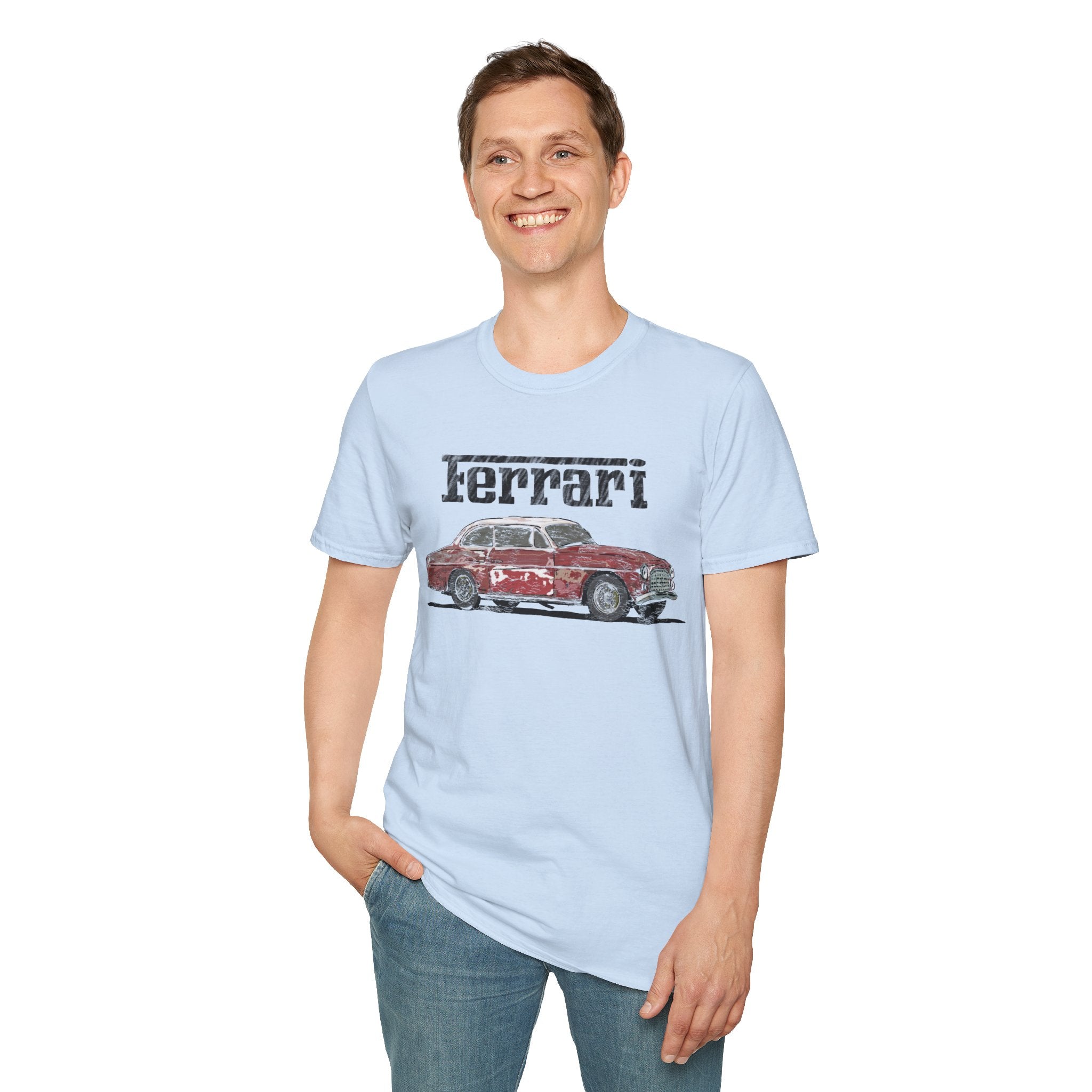 Ferrari America Classic Car T-Shirt – Vintage Red Sports Car Graphic Tee