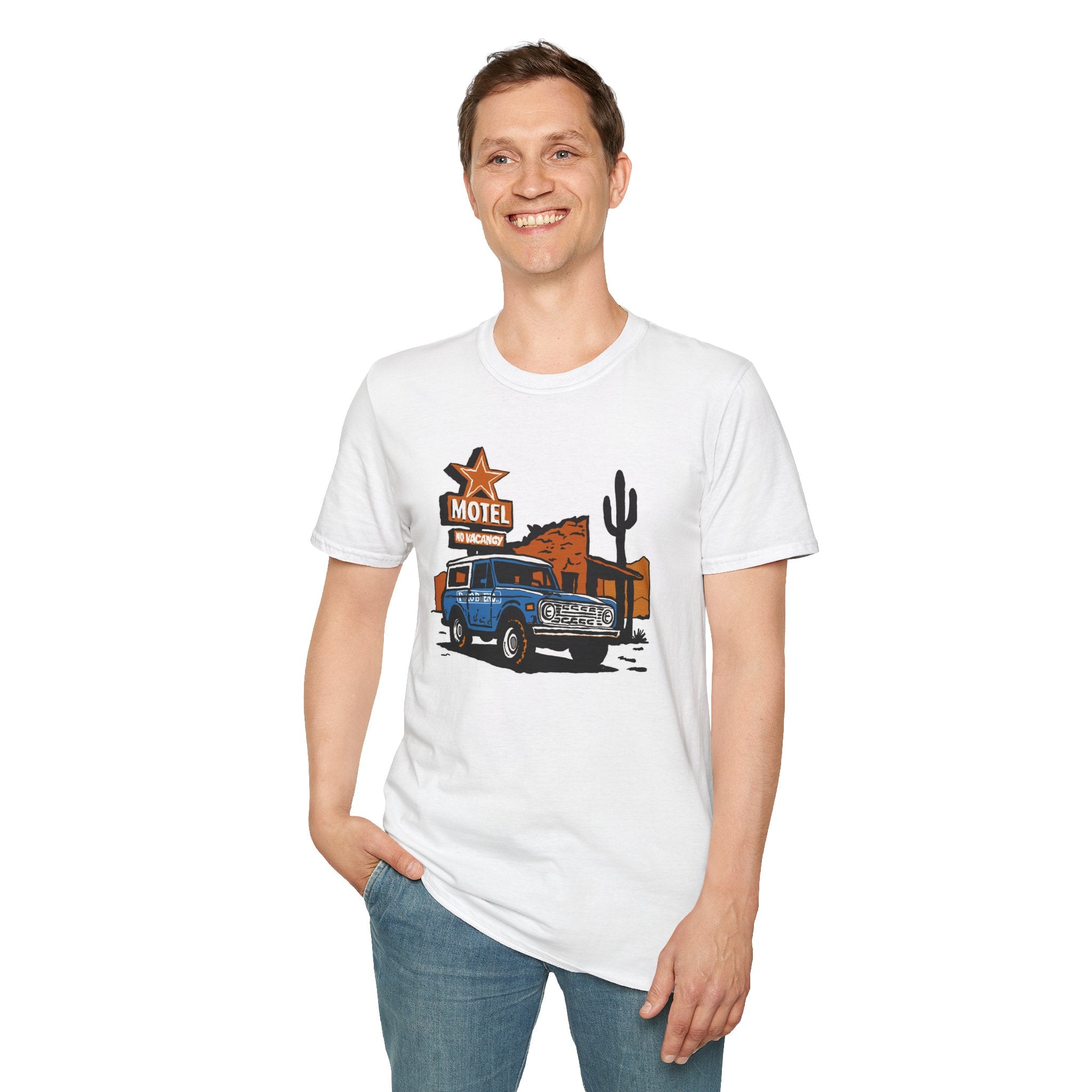 No Vacancy T-Shirt – Retro Pickup & Cactus Graphic T