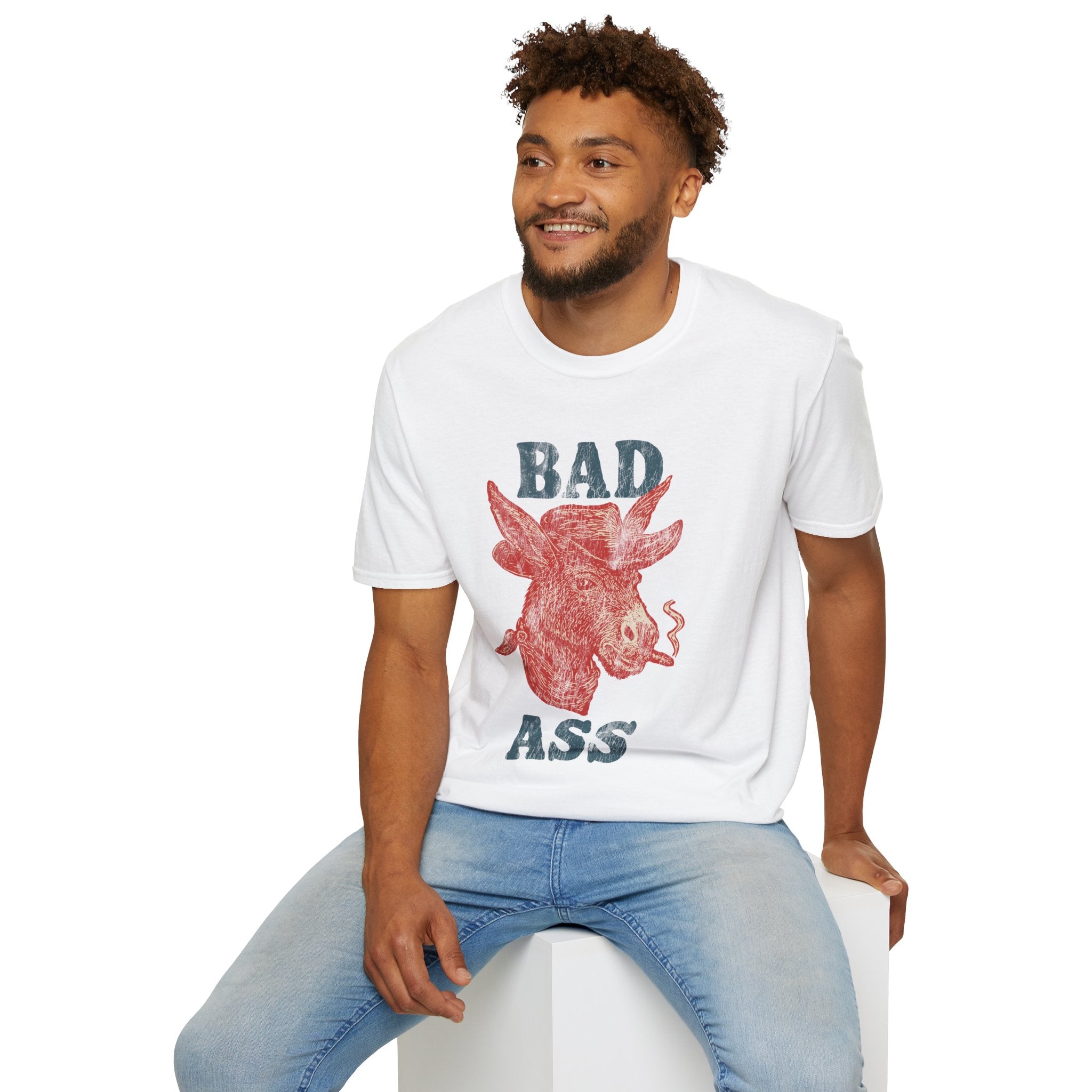 Bad Ass Donkey T-Shirt — Vintage Smoky Red Graphic Tee