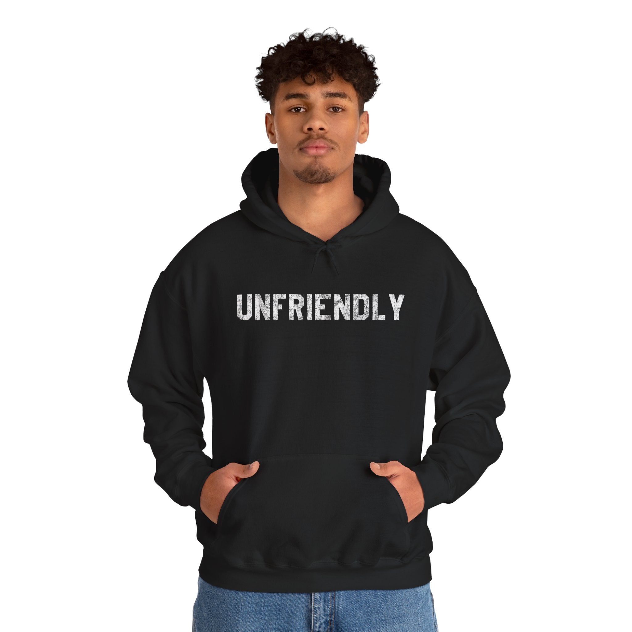 Unfriendly Hoodie — Minimalist Graphic Hooded Sweatshirt