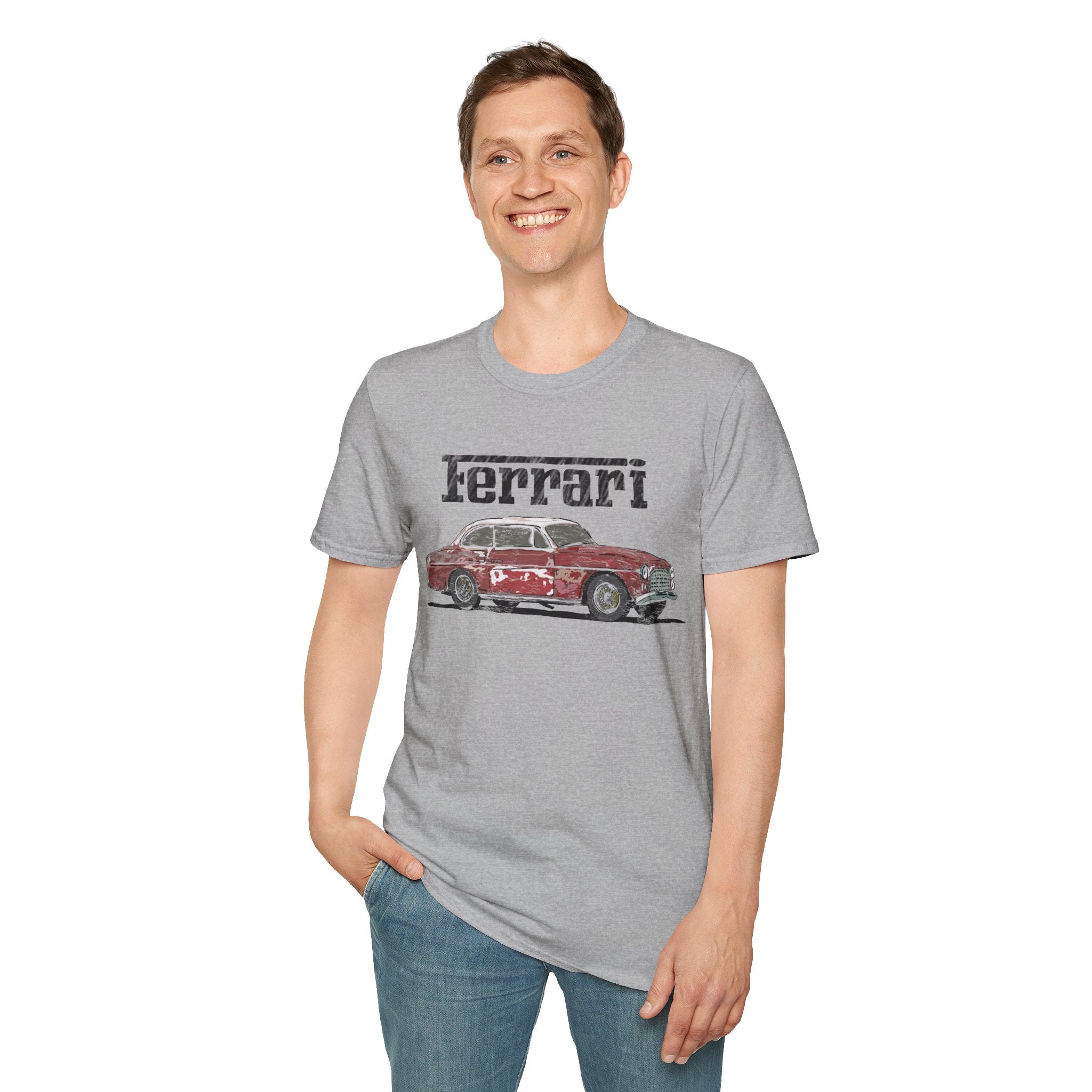 Ferrari America Classic Car T-Shirt – Vintage Red Sports Car Graphic Tee