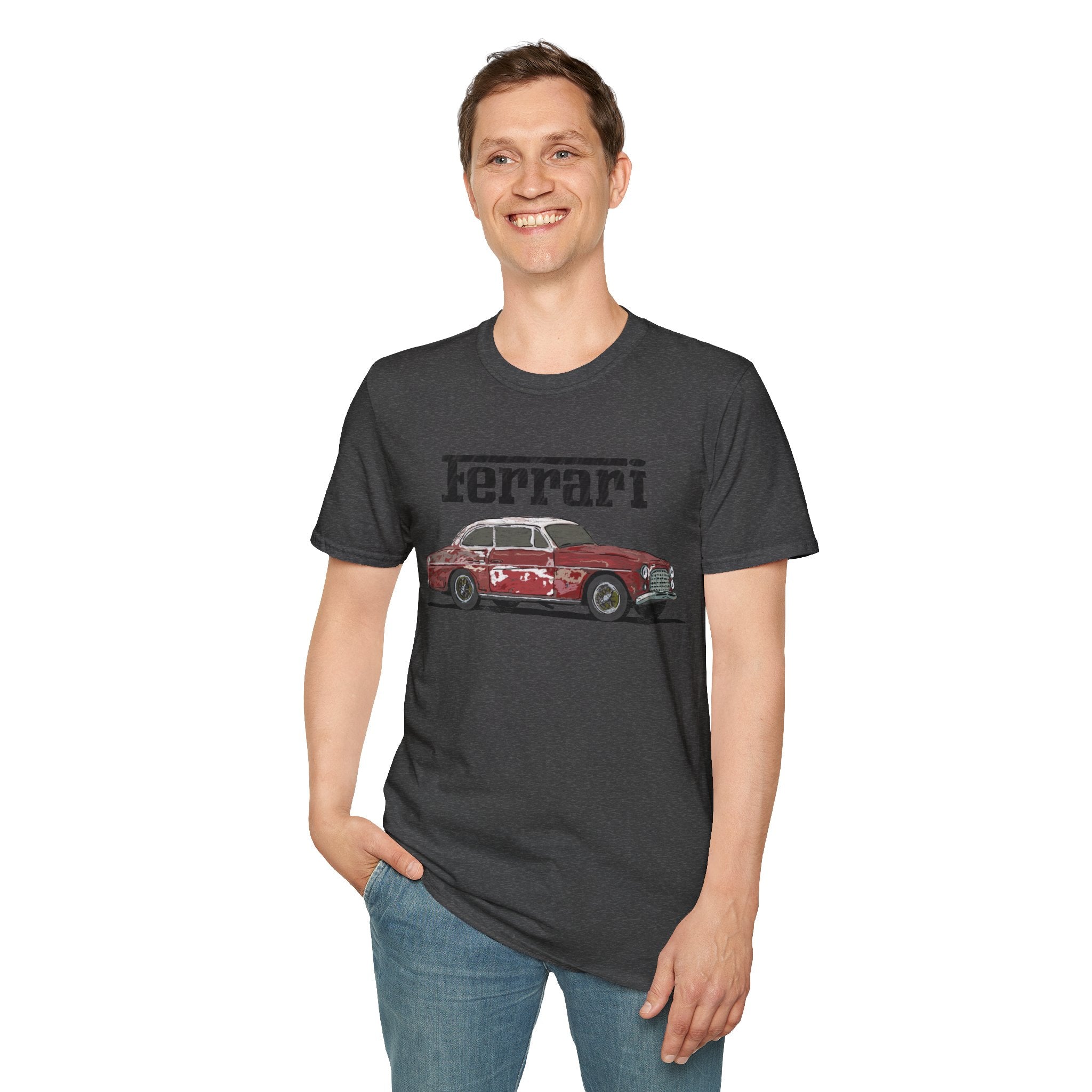 Ferrari America Classic Car T-Shirt – Vintage Red Sports Car Graphic Tee