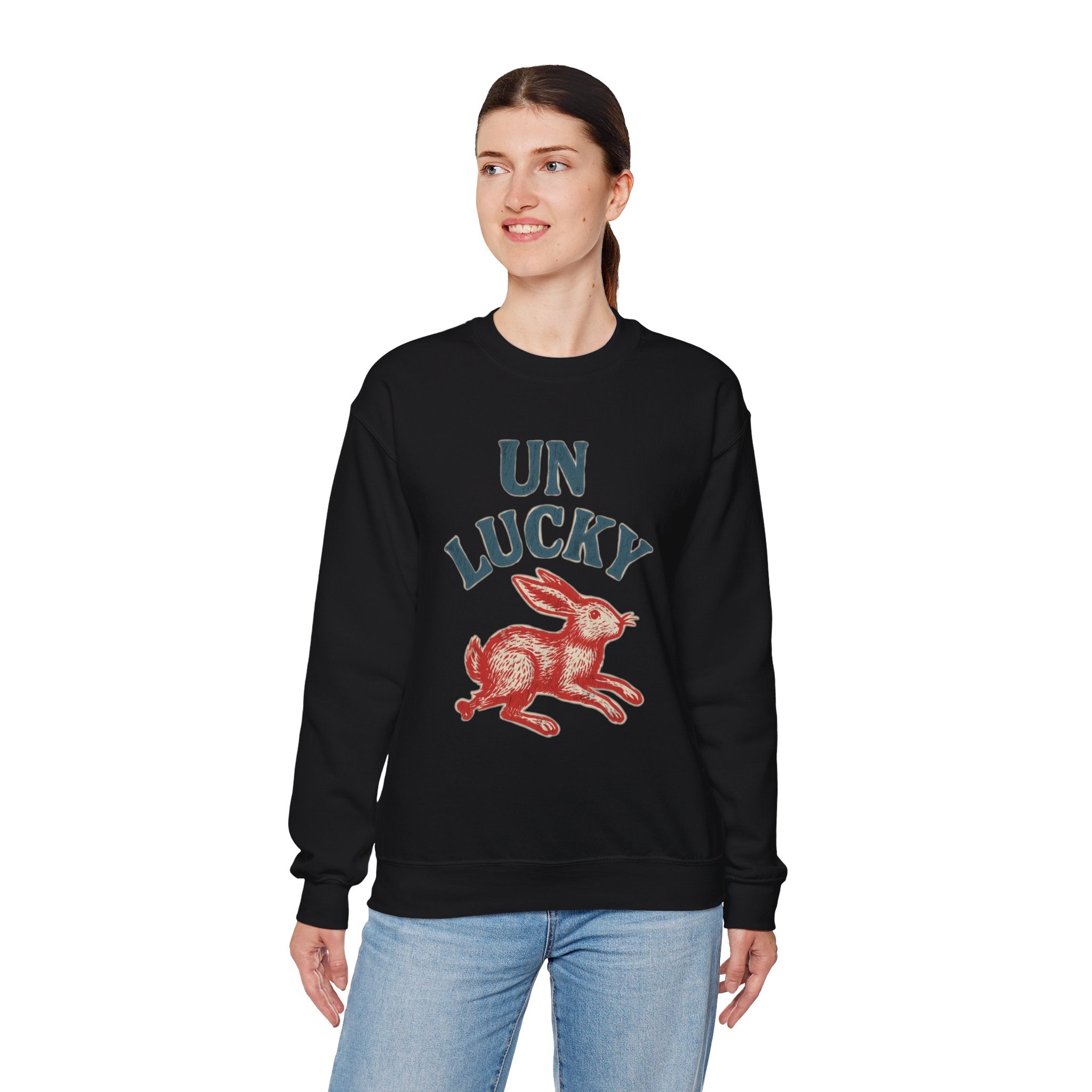 'Unlucky' Vintage Rabbit Graphic Crewneck Sweatshirt