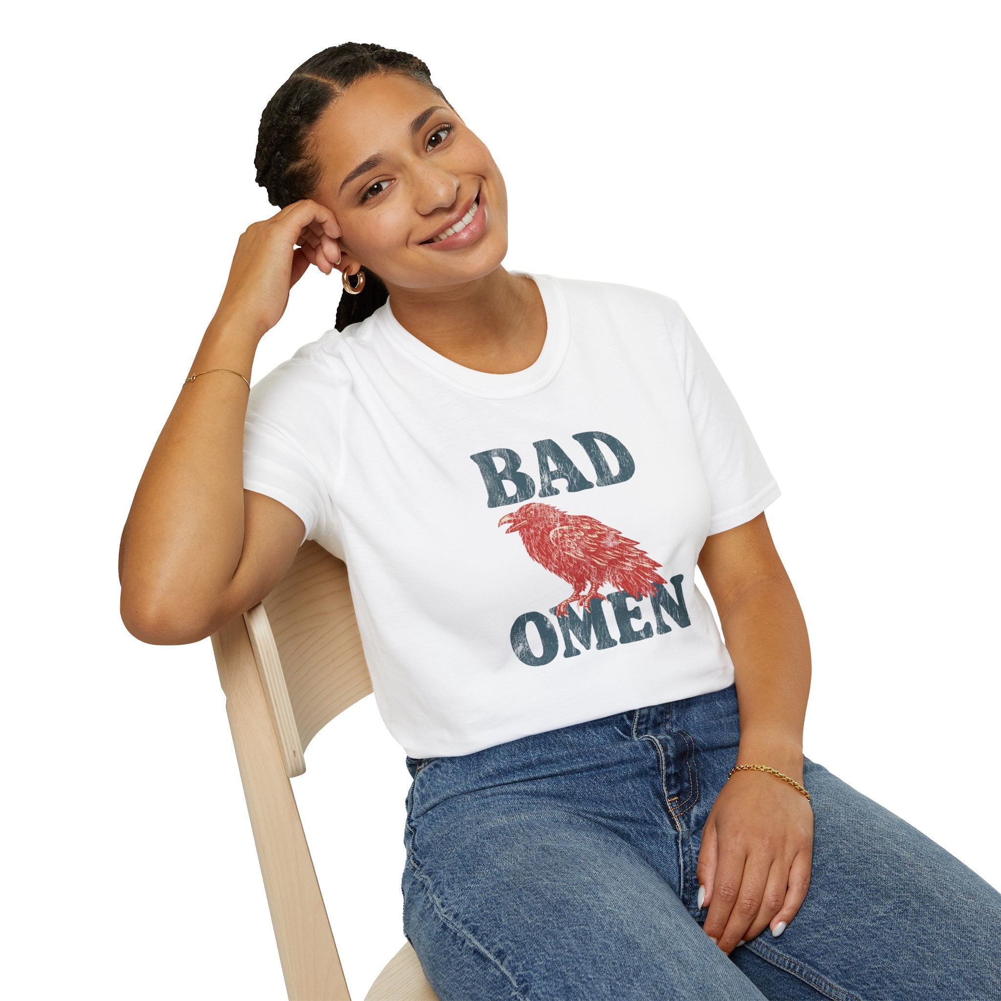 Bad Omen T-Shirt — Vintage Raven Graphic Tee for Goth & Alternative Style