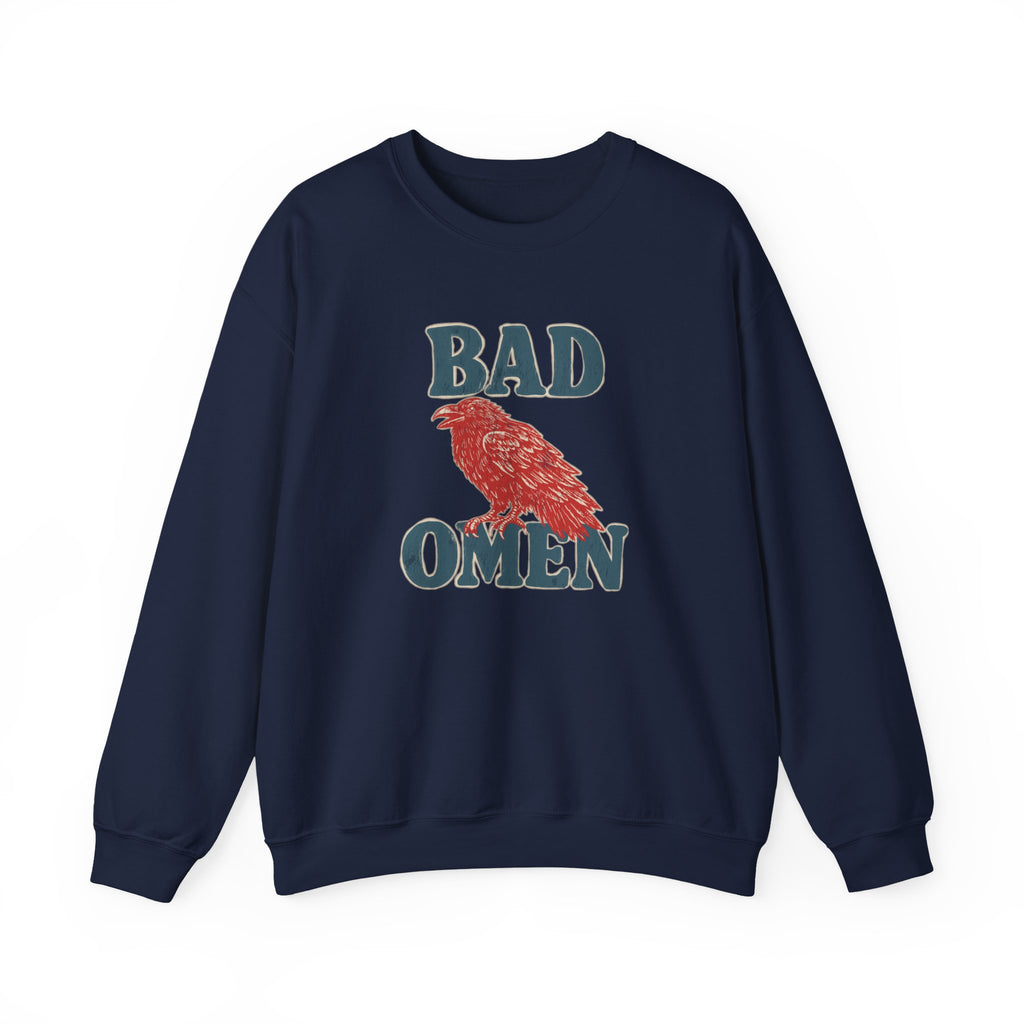 Bad Omen Sweatshirt — Vintage Raven Graphic for Goth & Alternative Style