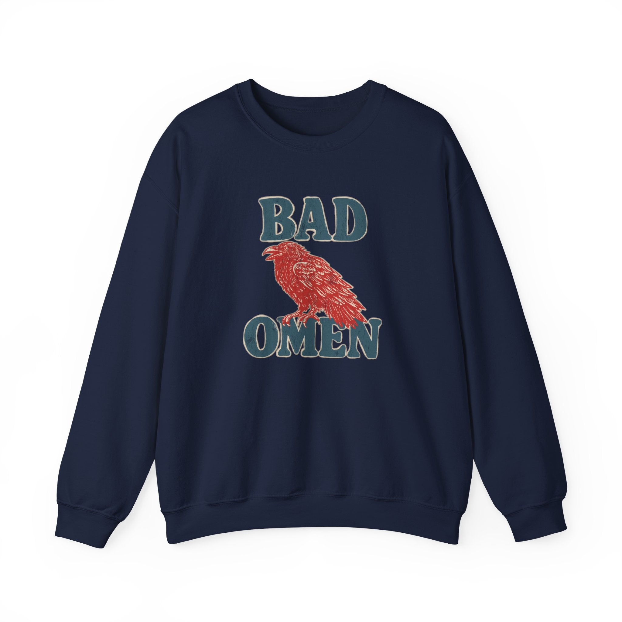 Bad Omen Sweatshirt — Vintage Raven Graphic for Goth & Alternative Style