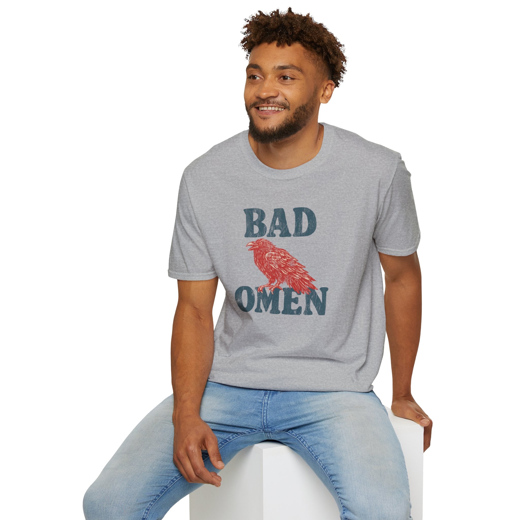 Bad Omen T-Shirt — Vintage Raven Graphic Tee for Goth & Alternative Style