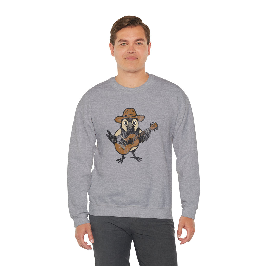 Cowpoke Sweatshirt— Cute Cowboy Magpie Playing Guitar Sweater