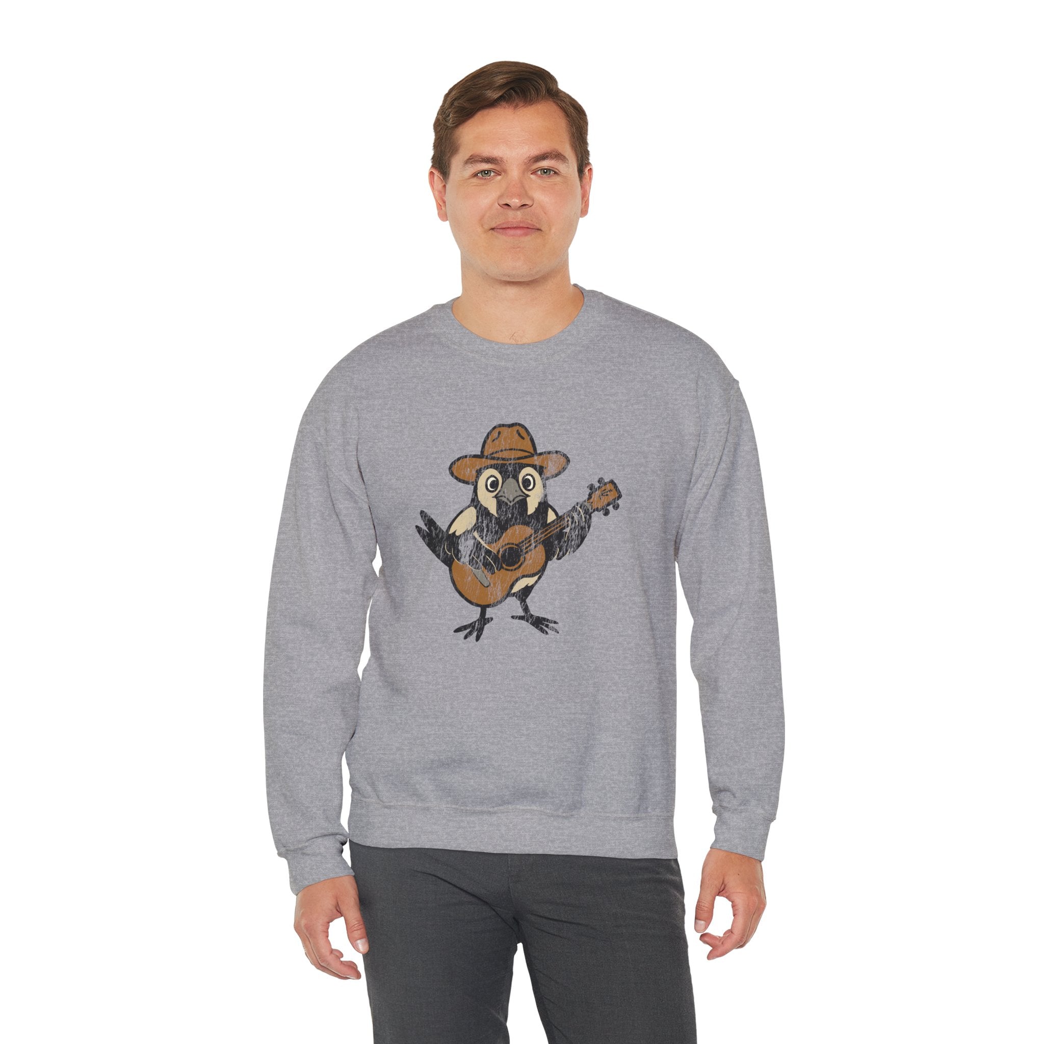 Cowpoke Sweatshirt— Cute Cowboy Magpie Playing Guitar Sweater