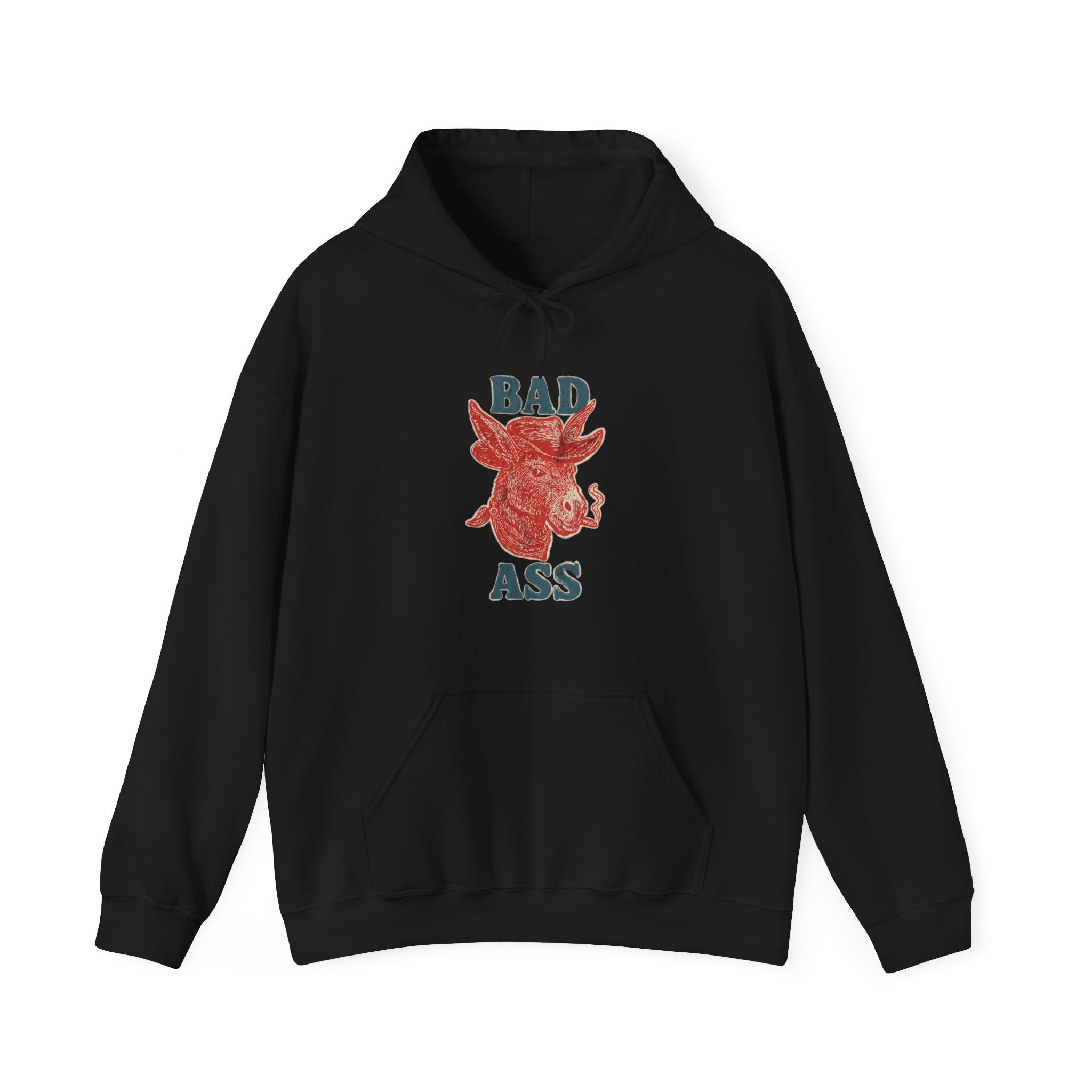 Bad Ass Donkey Hoodie — Vintage Smoky Red Graphic Sweatshirt