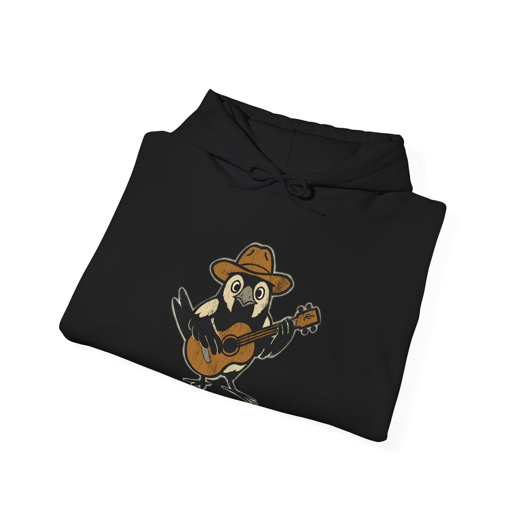 Cowpoke Hoodie— Cute Cowboy Magpie Playing Guitar Sweatshirt
