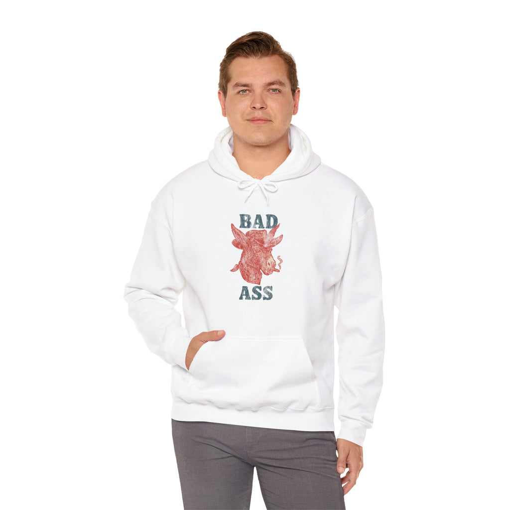 Bad Ass Donkey Hoodie — Vintage Smoky Red Graphic Sweatshirt