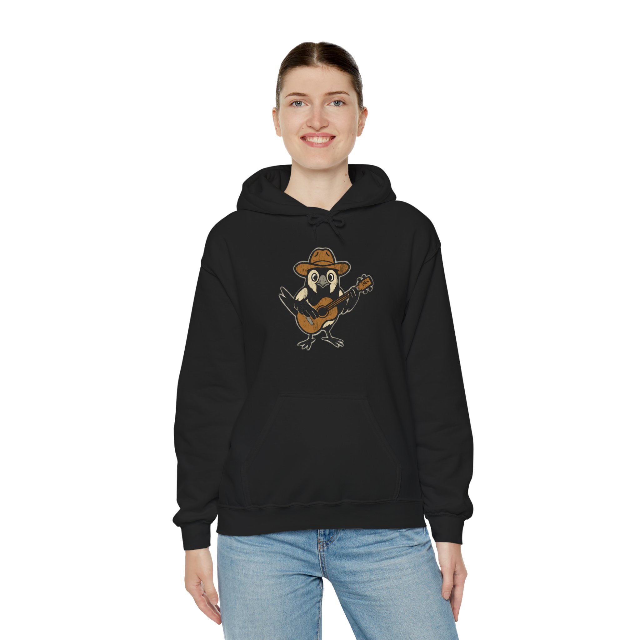 Cowpoke Hoodie— Cute Cowboy Magpie Playing Guitar Sweatshirt