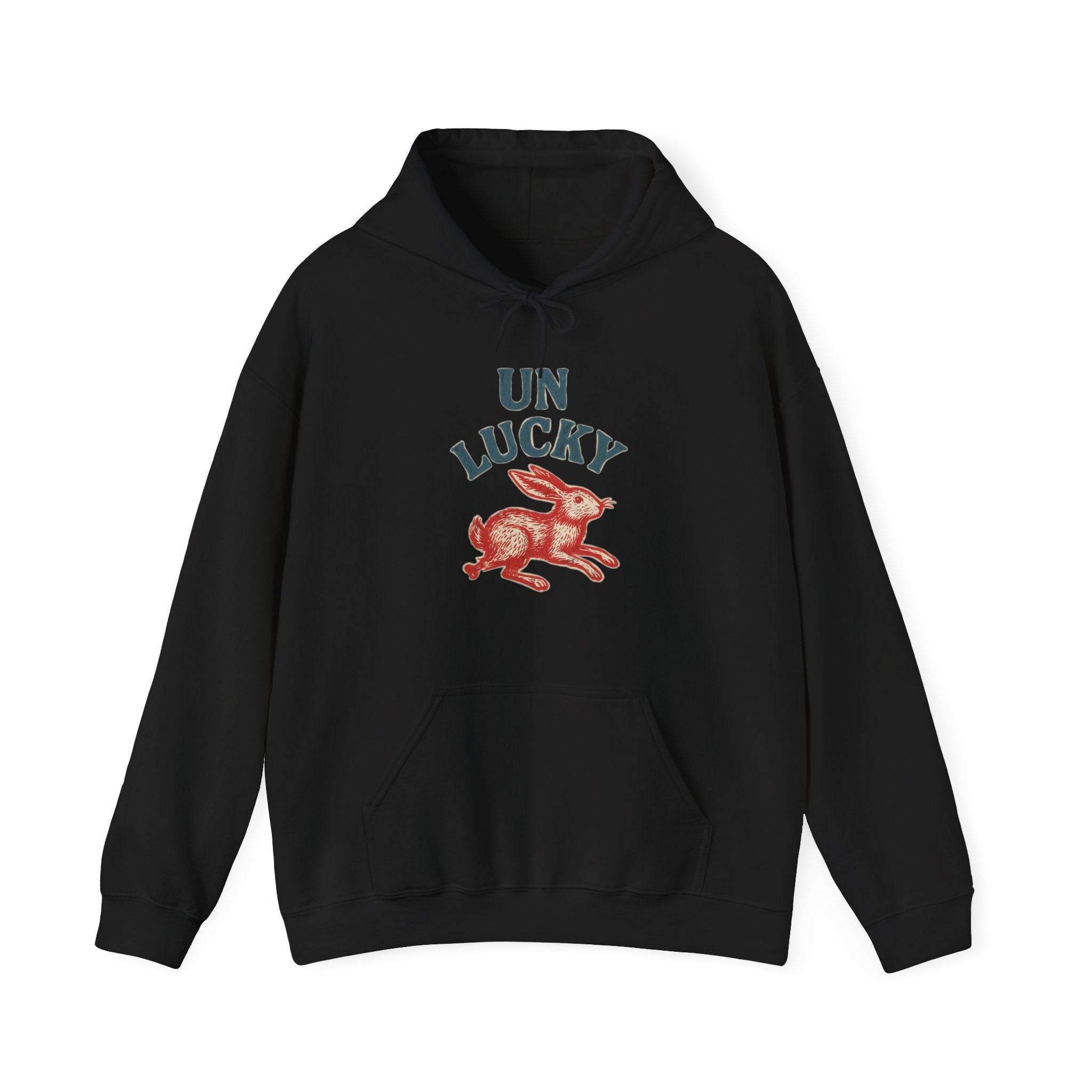 'Unlucky' Vintage Rabbit Graphic Hooded Sweatshirt
