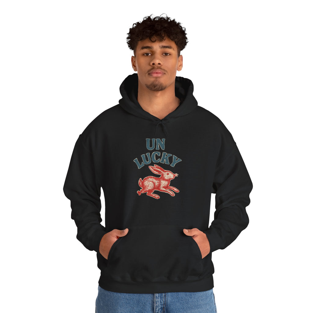 'Unlucky' Vintage Rabbit Graphic Hooded Sweatshirt