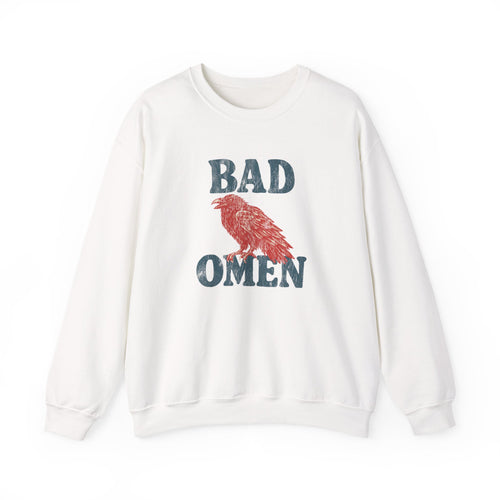 Bad Omen Sweatshirt — Vintage Raven Graphic for Goth & Alternative Style