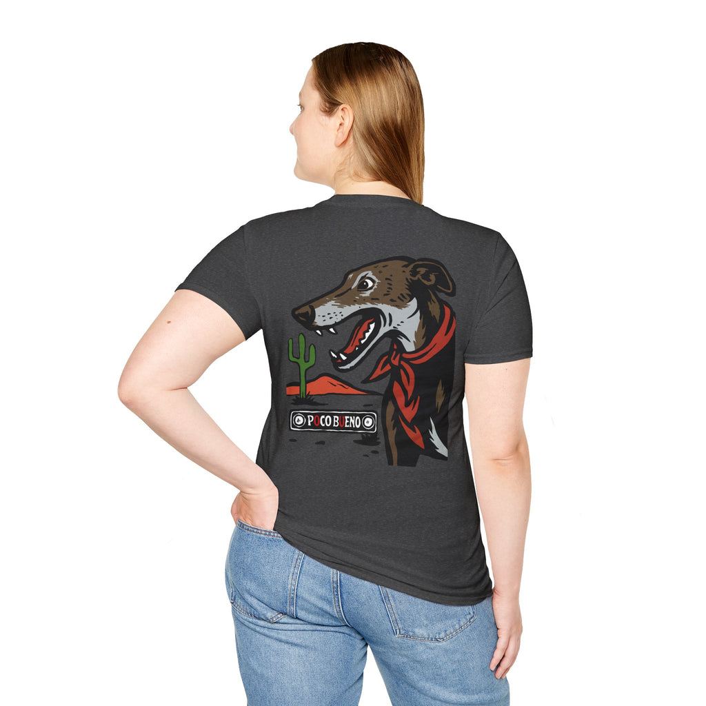 Dolly The Greyhound Desert Bandana T-Shirt — 'Poco Bueno' Graphic Tee
