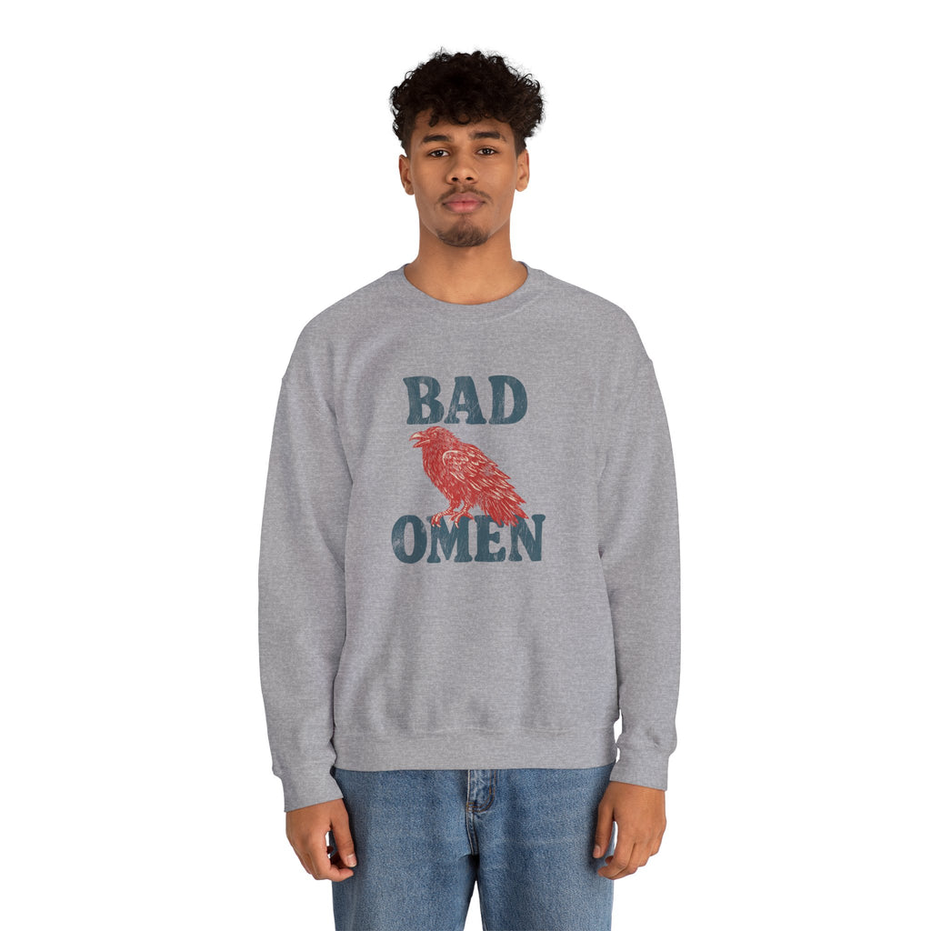 Bad Omen Sweatshirt — Vintage Raven Graphic for Goth & Alternative Style