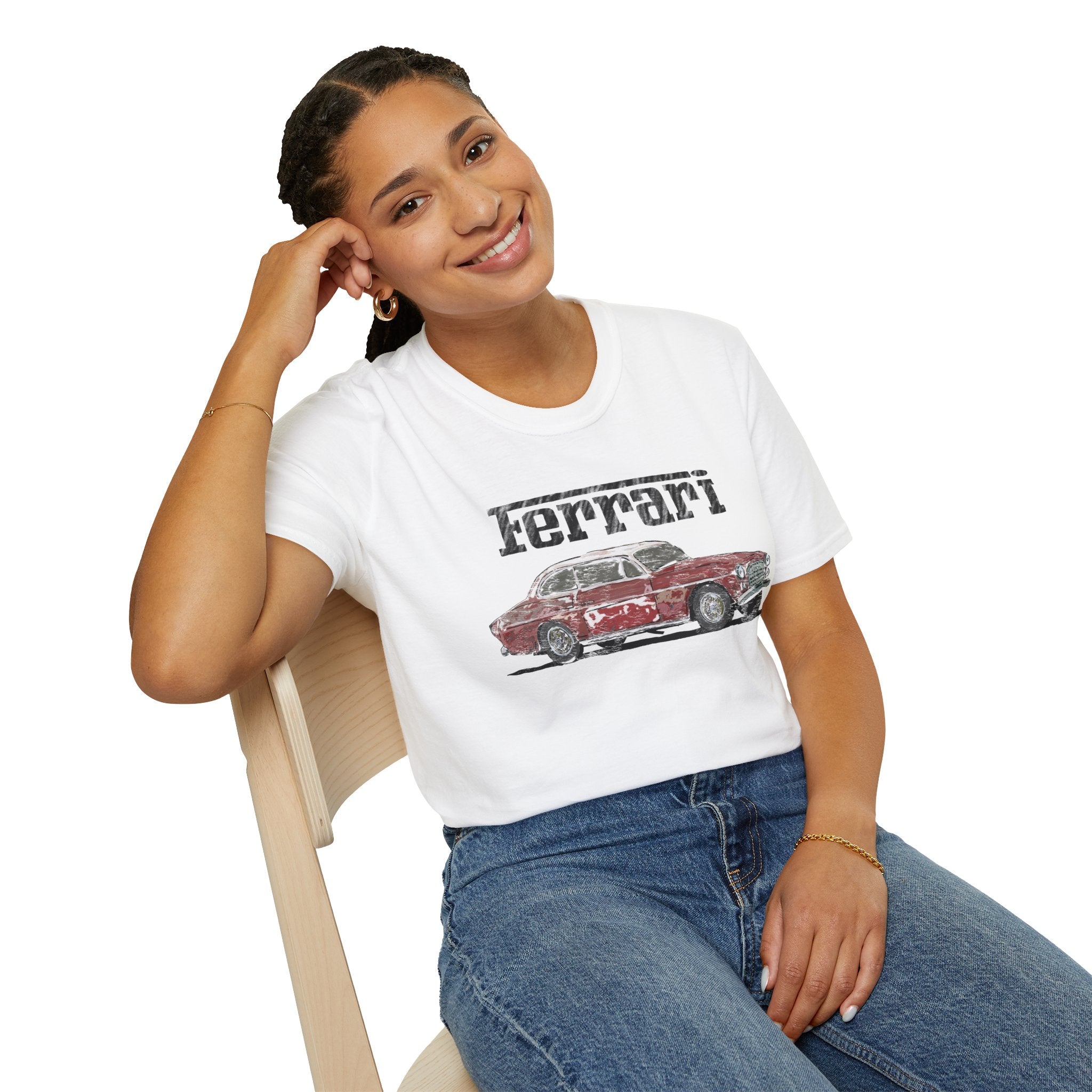 Ferrari America Classic Car T-Shirt – Vintage Red Sports Car Graphic Tee