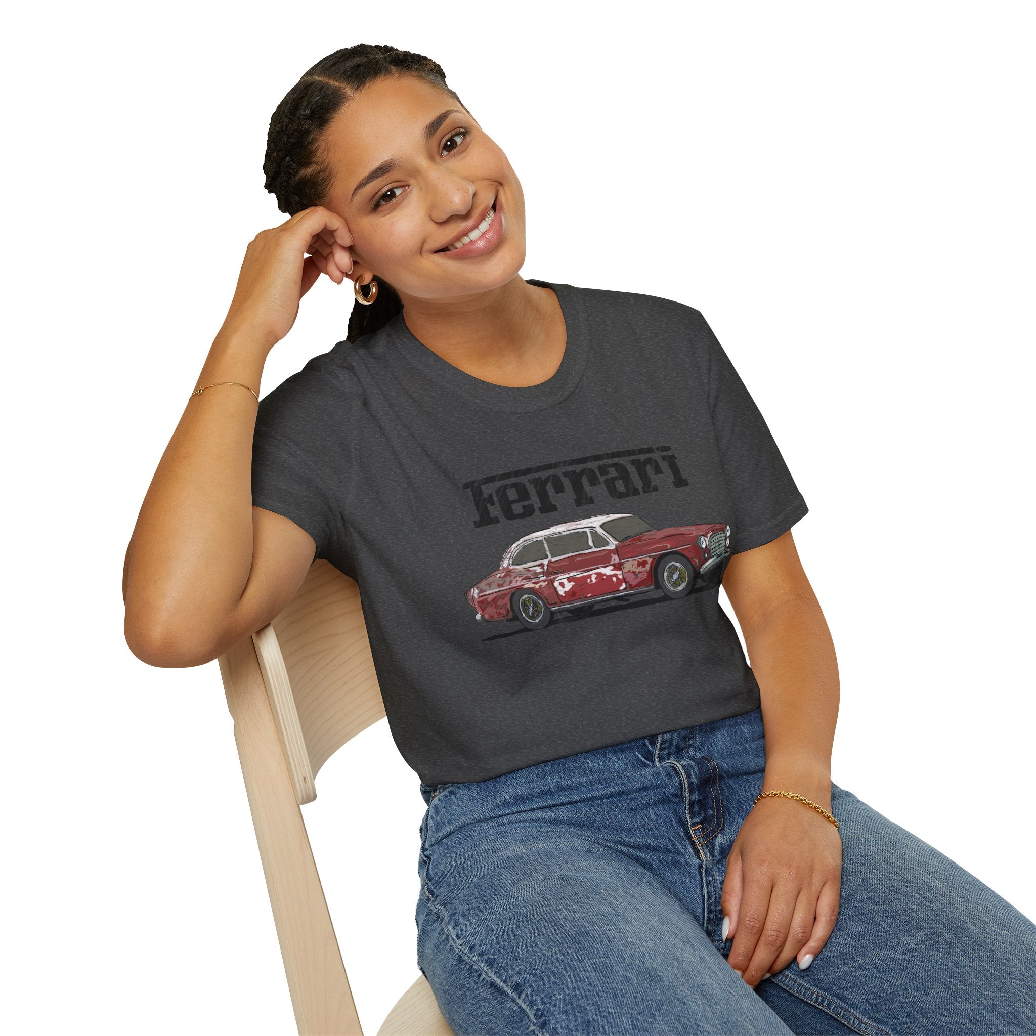 Ferrari America Classic Car T-Shirt – Vintage Red Sports Car Graphic Tee