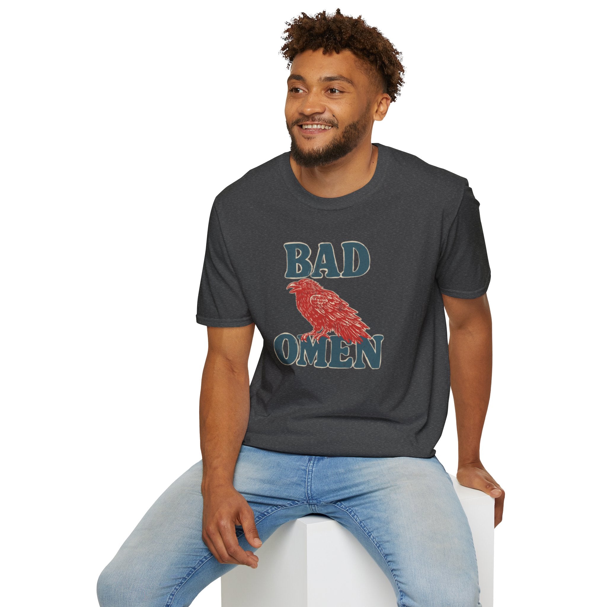 Bad Omen T-Shirt — Vintage Raven Graphic Tee for Goth & Alternative Style