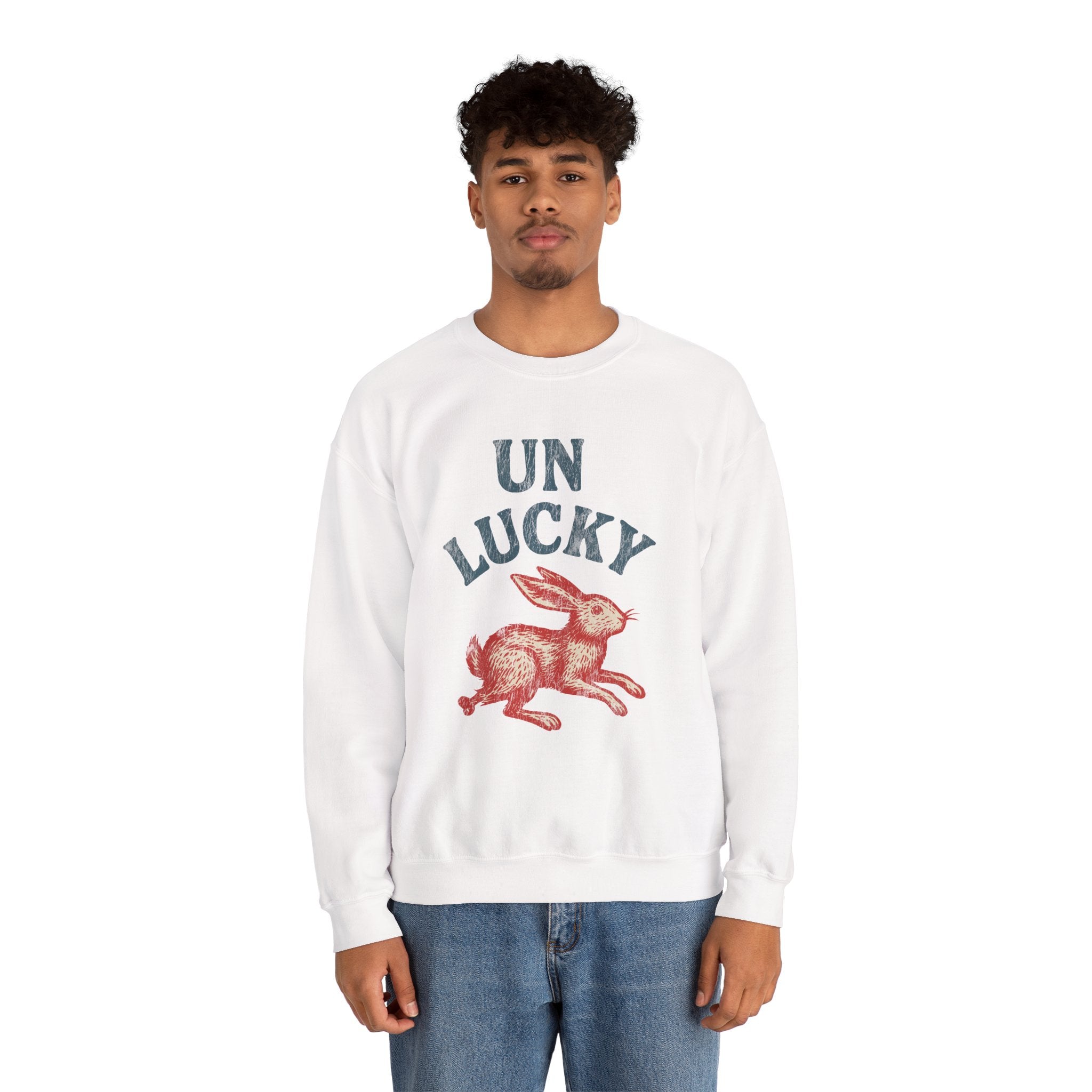 'Unlucky' Vintage Rabbit Graphic Crewneck Sweatshirt