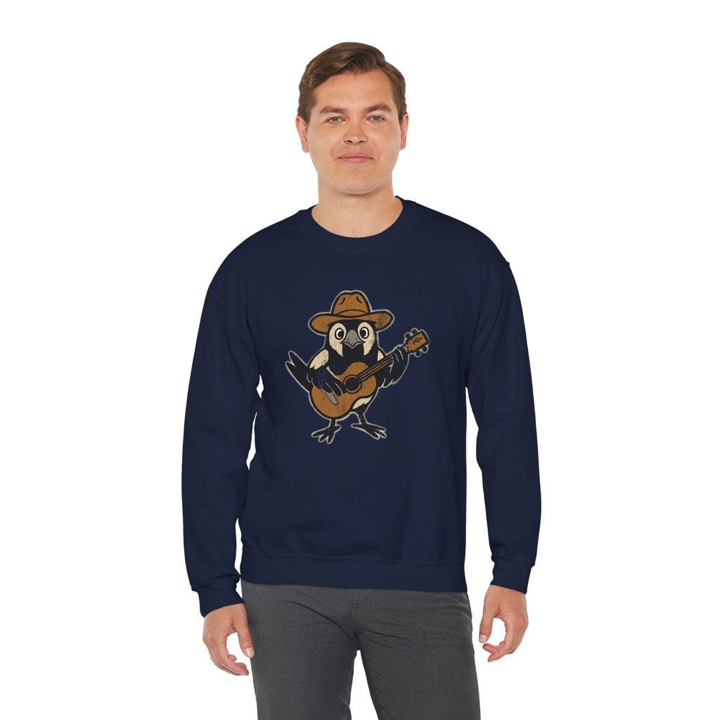 Cowpoke Sweatshirt— Cute Cowboy Magpie Playing Guitar Sweater