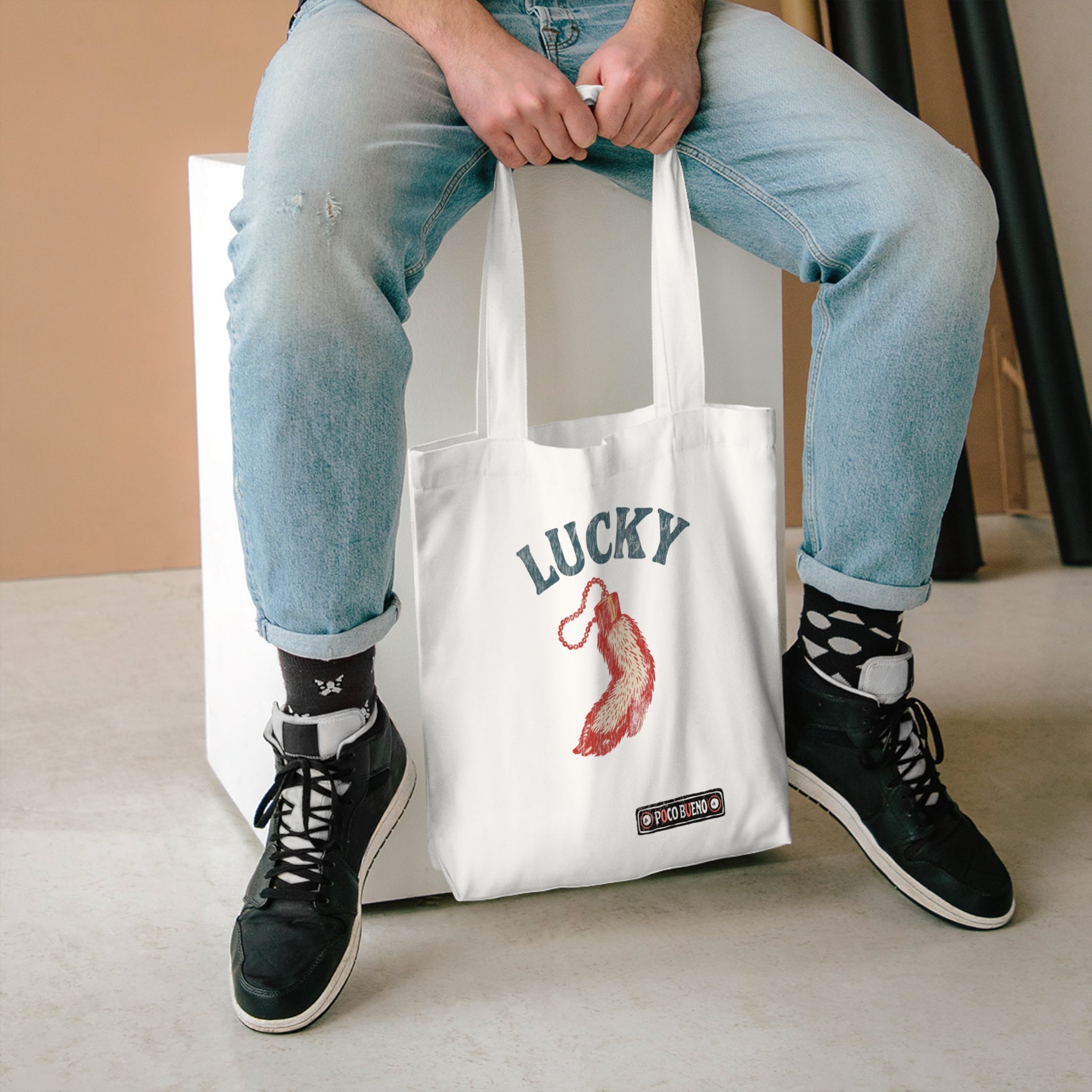 "Lucky" Vintage Rabbit Tote Bag — Good Luck Charm Cotton Tote