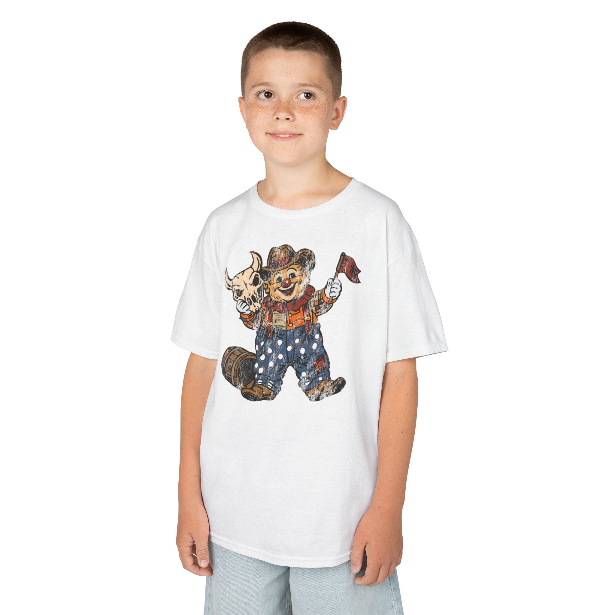 Poco Pete "Just a Clown" Kids Tee — Retro Western Heavy Cotton Tshirt