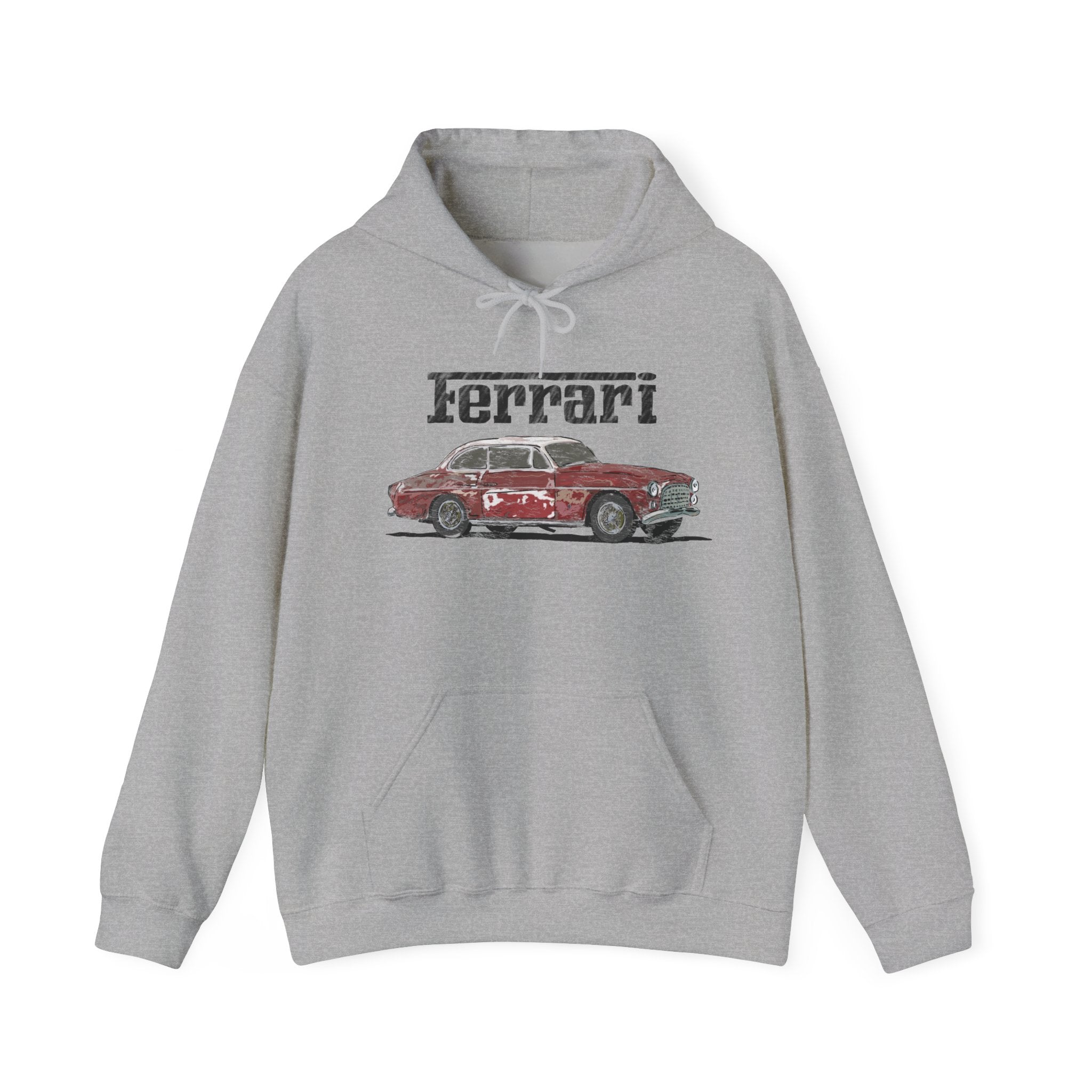 Ferrari America Classic Car Hoodie – Vintage Red Sports Car Graphic Sweatshirt